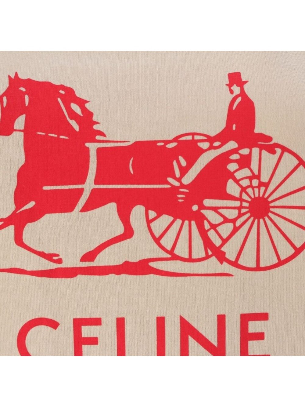 Celine Sulky Logo Short Sleeve T-Shirt Top Beige - Picture 7 of 10